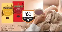 Foodworks Twinings Loose-Leaf Tea Selected Varieties offer