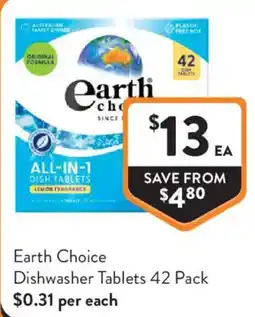 Foodworks Earth Choice Dishwasher Tablets offer