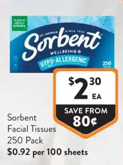Foodworks Sorbent Facial Tissues offer