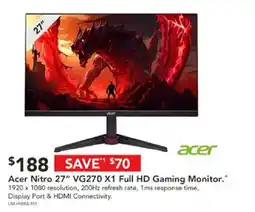 Harvey Norman Acer Nitro 27" VG270 X1 Full HD Gaming Monitor offer