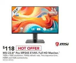 Harvey Norman MSI 23.8" Pro MP245 E14VL Full HD Monitor offer