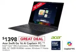 Harvey Norman Acer Swift Go 16 AI Copilot+ PC offer