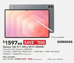Harvey Norman Samsung Galaxy Tab S11 Ultra Wi-Fi 256GB offer