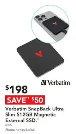 Harvey Norman Verbatim SnapBack Ultra Slim 512GB Magnetic External SSD offer