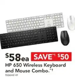 Harvey Norman HP 650 Wireless Keyboard and Mouse Combo offer