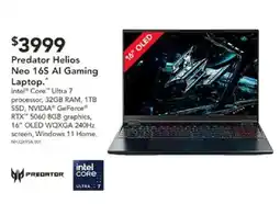 Harvey Norman Predator Helios Neo 16S AI Gaming Laptop offer