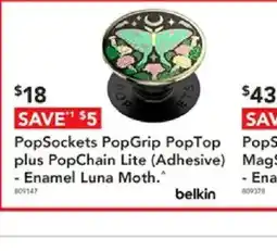 Harvey Norman PopSockets PopGrip PopTop plus PopChain Lite (Adhesive) - Enamel Luna Moth offer