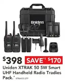 Harvey Norman Uniden XTRAK 50 5W Smart UHF Handheld Radio Tradies Pack offer