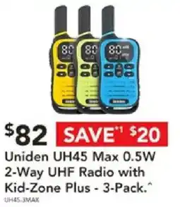 Harvey Norman Uniden UH45 Max 0.5W 2-Way UHF Radio with Kid-Zone Plus offer