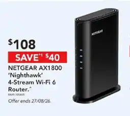 Harvey Norman Netgear AX1800 'Nighthawk' 4-Stream Wi-Fi 6 Router offer