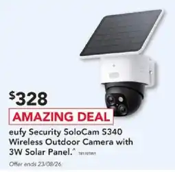 Harvey Norman eufy Security SoloCam S340 Wireless Outdoor Camera with 3W Solar Panel offer