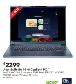 Harvey Norman Acer Swift Go 14 AI Copilot+ PC offer