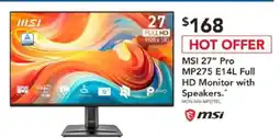 Harvey Norman MSI 27" Pro MP275 E14L Full HD Monitor with Speakers offer