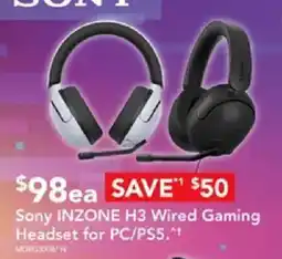 Harvey Norman Sony INZONE H3 Wired Gaming Headset for PC/PS5 offer