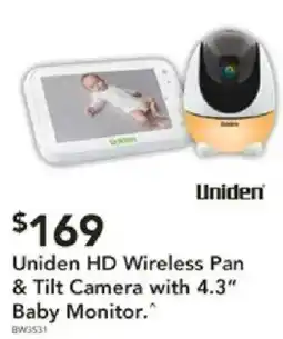Harvey Norman Uniden HD Wireless Pan & Tilt Camera with 4.3" Baby Monitor offer