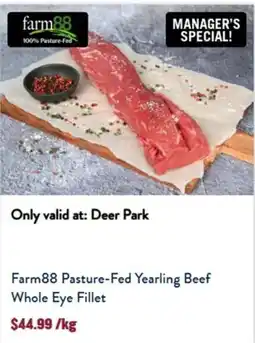 Tasman Butchers Farm88 Pasture-Fed Yearling Beef Whole Eye Fillet offer