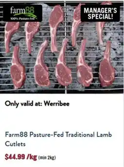 Tasman Butchers Farm88 Pasture-Fed Traditional Lamb Cutlets offer