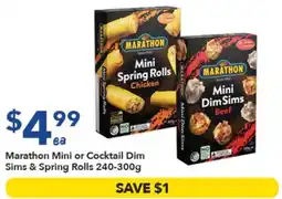 Ritchies Marathon Mini or Cocktail Dim Sims & Spring Rolls offer