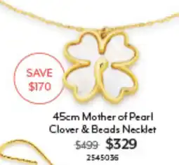 Angus & Coote 45cm Mother of Pearl Clover & Beads Necklet offer