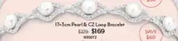 Angus & Coote 17+3cm Pearl & CZ Loop Bracelet offer