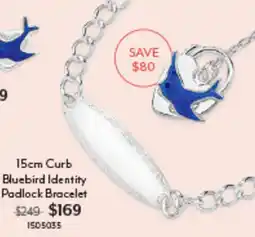 Angus & Coote 15cm Curb Bluebird Identity Padlock Bracelet offer