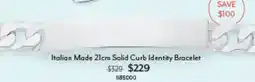 Angus & Coote Italian Made 21cm Solid Curb Identity Bracelet offer