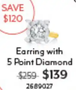 Angus & Coote Earring with 5 Point Diamond offer
