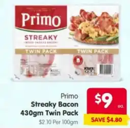 Spar Primo Streaky Bacon offer
