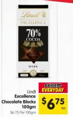 Spar Lindt Excellence Chocolate Blocks offer
