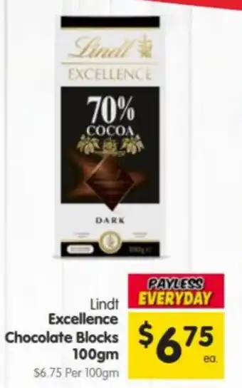 Spar Lindt Excellence Chocolate Blocks offer
