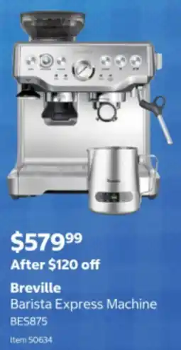 Costco Breville Barista Express Machine offer
