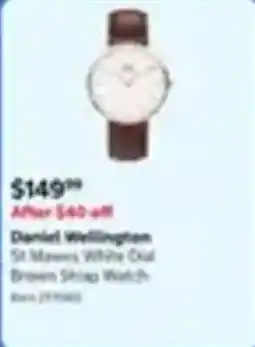 Costco Daniel Wellington St Mawes White Dial Brown Strap Watch offer