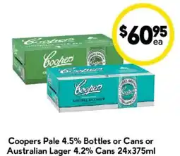 Drakes Coopers Pale 4.5% Bottles or Cans or Australian Lager 4.2% Cans offer