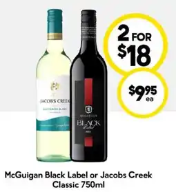 Drakes McGuigan Black Label or Jacobs Creek Classic offer