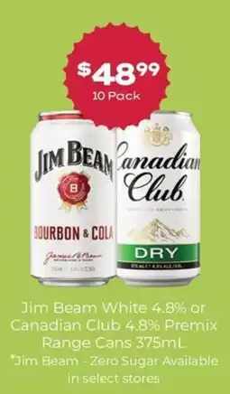 Thirsty Camel Jim Beam White or Canadian Club Premix Range Cans offer