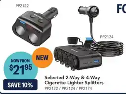 Jaycar Electronics Selected 2-Way & 4-Way Cigarette Lighter Splitters offer