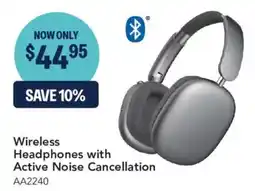 Jaycar Electronics Wireless Headphones with Active Noise Cancellation offer