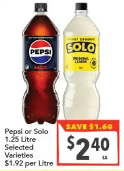 Supa Valu Pepsi or Solo Selected Varieties offer