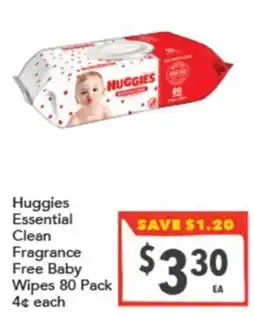 Supa Valu Huggies Essential Clean Fragrance Free Baby Wipes offer