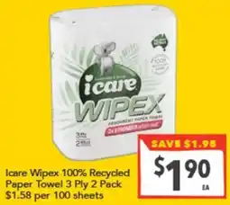 Supa Valu Icare Wipex 100% Recycled Paper Towel offer