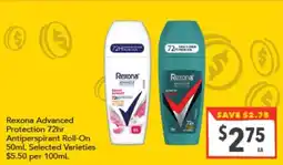 Supa Valu Rexona Advanced Protection 72hr Antiperspirant Roll-On offer