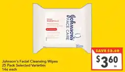 Supa Valu Johnson's Facial Cleansing Wipes offer
