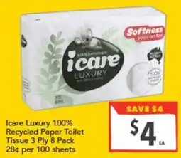 Supa Valu Icare Luxury 100% Recycled Paper Toilet Tissue offer