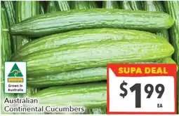 Supa Valu Australian Continental Cucumbers offer