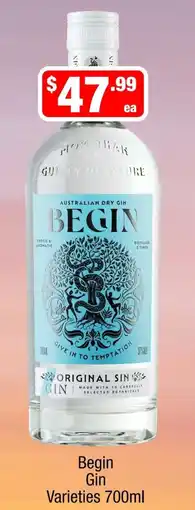 Liquor Stax Begin Gin Varieties offer