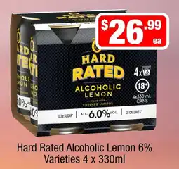 Liquor Stax Hard Rated Alcoholic Lemon 6% Varieties offer