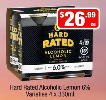 Hard Rated Alcoholic Lemon 6% Varieties