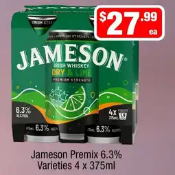 Liquor Stax Jameson Premix 6.3% Varieties offer