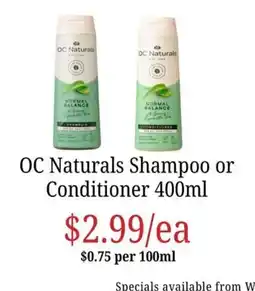 Farmer Jack's OC Naturals Shampoo or Conditioner offer