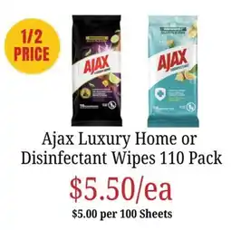 Farmer Jack's Ajax Luxury Home or Disinfectant Wipes offer